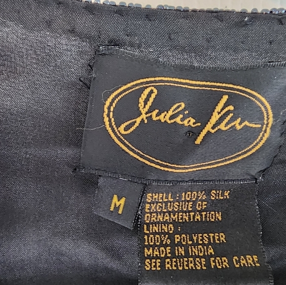 Vintage Julia Kim 100% Silk Beaded Jacket with Hook and Eye Closure Arttowear - Picture 2 of 12